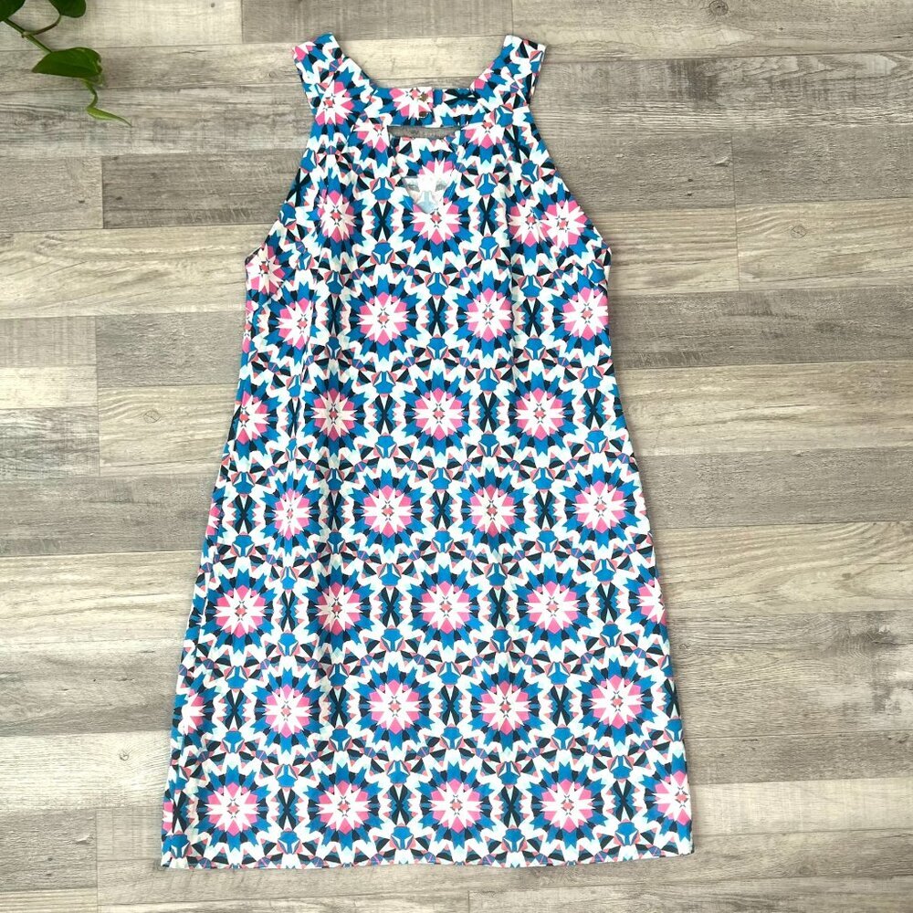 Crown & Ivy Blue Pink Pattern Halter Style Sundress Size 8 Sheath B47 - Picture 3 of 4